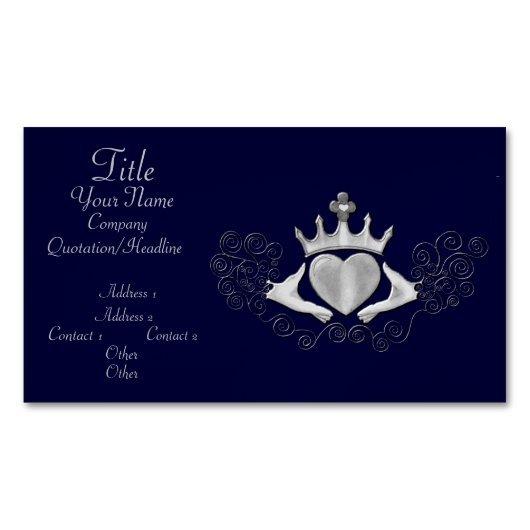 De Claddagh (zilver) Magnetisch Visitekaartje (Voorkant)