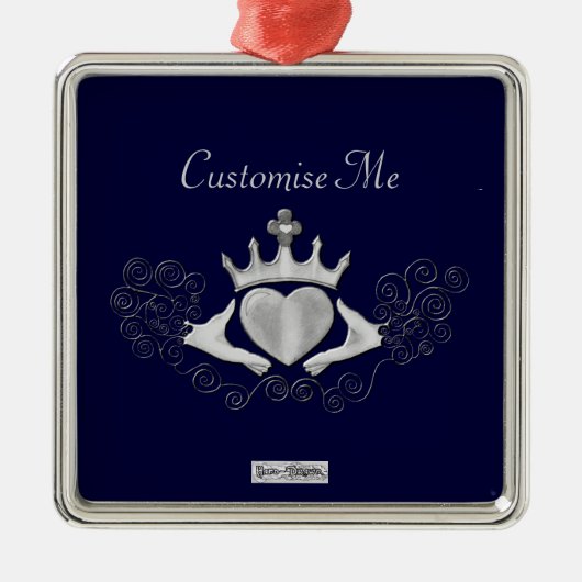 De Claddagh (zilver) Metalen Ornament (Voorkant)