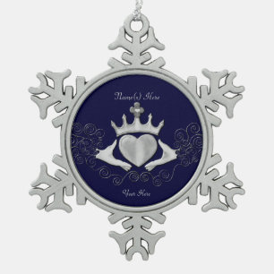 De Claddagh (zilver) Tin Sneeuwvlok Ornament
