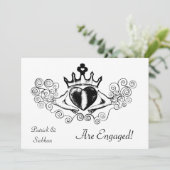 De Claddagh (zwart) Kaart (Staand voorkant)