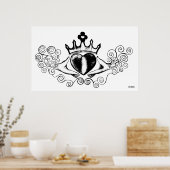 De Claddagh (zwart) Poster (Keuken)