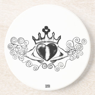 De Claddagh (zwart) Zandsteen Onderzetter