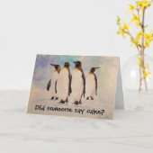 "De Clan" Pinguïn Verjaardag Kaart (Gele Bloem)