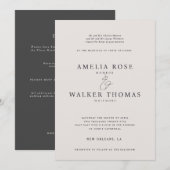 De Classic Cream en Grey Wedding Invitation Kaart (Voorkant / Achterkant)