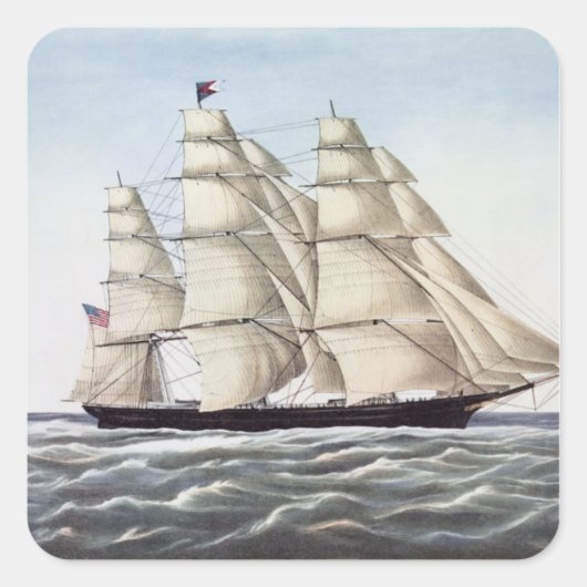 De Clipper verzendt "Flying Cloud" Vierkante Sticker (Voorkant)