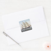 De Clipper verzendt "Flying Cloud" Vierkante Sticker (Envelop)