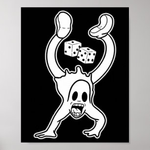 De Clown Geest Lucky Dobbelstenen Handstand Gotisc Poster