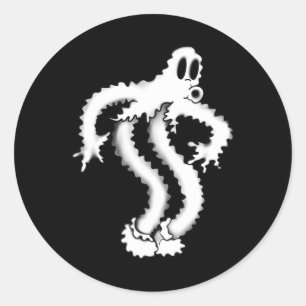 De Clown Ghost Shaky Spooky Blackwork Ronde Sticker