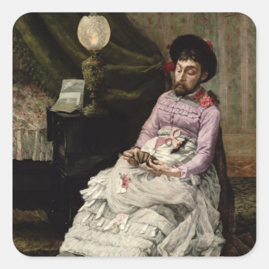 De clown vierkante sticker (Voorkant)