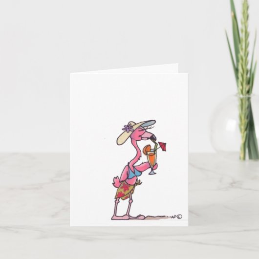 De Cocktail Notecard van de Flamingo van het Kaart (Voorkant)