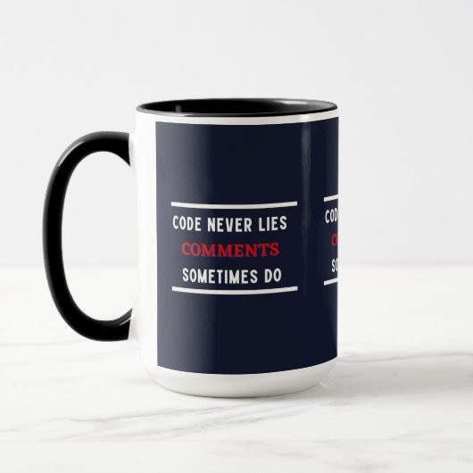 de code komt nooit vaak voor mok (Links)