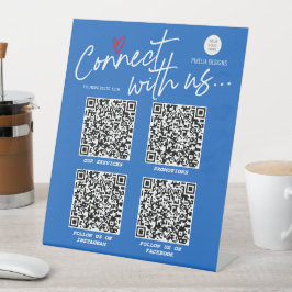 De code QR verbindt met ons moderne trendy manuscr Reclamebord Met Voetstuk