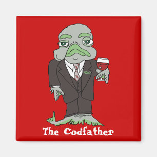 De Codfather Cartoon Fish Magnet Godfather Magneet