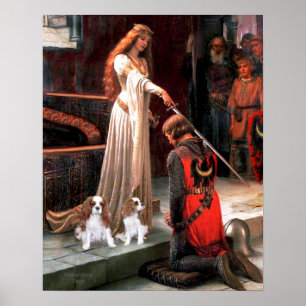 De colade met 2 Blenheim Cavalier King Charles Poster
