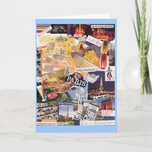 De Collage Notecard van Parijs Kaart (Voorkant)