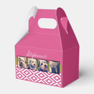 De Collage van de Foto van Instagram met hete roze Bedankdoosjes