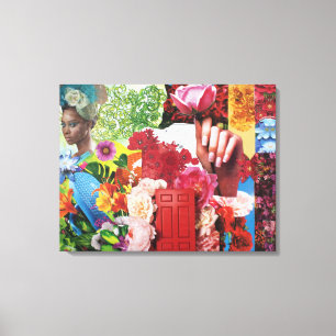 De Collage van flower power Canvas Afdruk