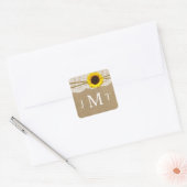 De Collectie Kraft, Lace & Sunflower Seals Vierkante Sticker (Envelop)