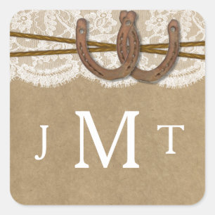 De Collecties Kraft, Lace en Hoefijzer Vierkante Sticker