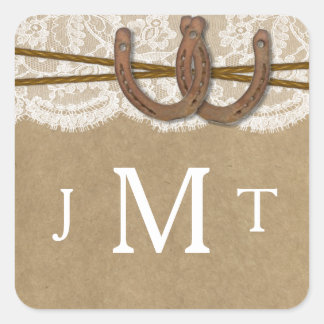 De Collecties Kraft, Lace en Hoefijzer Vierkante Sticker