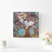 De collector Whimsical Animals in Tree Art Vierkante Klok (Huis)