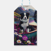 De Collie van de grens op een Paddle: Een Schilder Cadeaulabel (Achterkant)