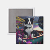De Collie van de grens op een Paddle: Een Schilder Magneet (Voorkant / Achterkant)
