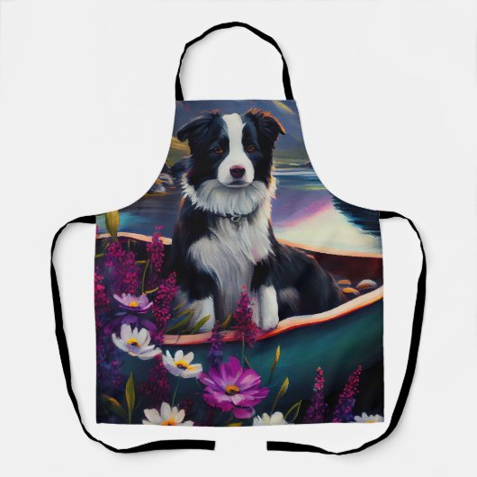 De Collie van de grens op een Paddle: Een Schilder Schort (Voorkant)