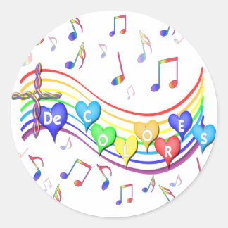 De Colores Music Staff Ronde Sticker