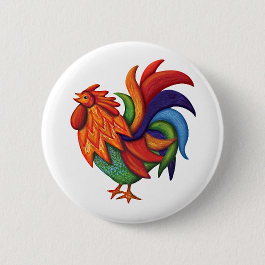 De Colores Rooster Gallo Button (Voorkant)