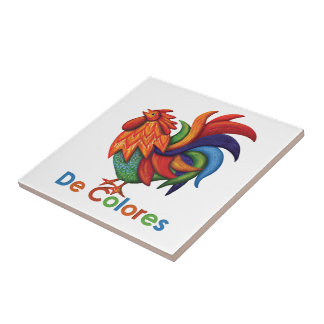 De Colores Rooster Gallo Ceramic Photo Tile Tegeltje