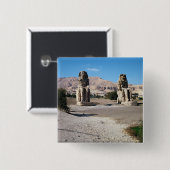 De Colossi van Memnon, beelden van Amenhotep Vierkante Button 5,1 Cm (Voorkant /achterkant)