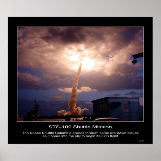 De Columbia van de Space Shuttle zwelt de hemel in Poster