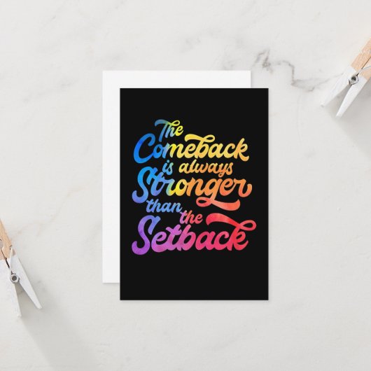 De Comeback is altijd sterker dan de Setback Kaart (Voorkant / Achterkant in situ)