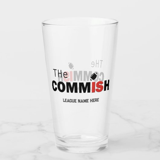 De Commish Custom 16 oz Pint Bierglas Glas (Achterkant)