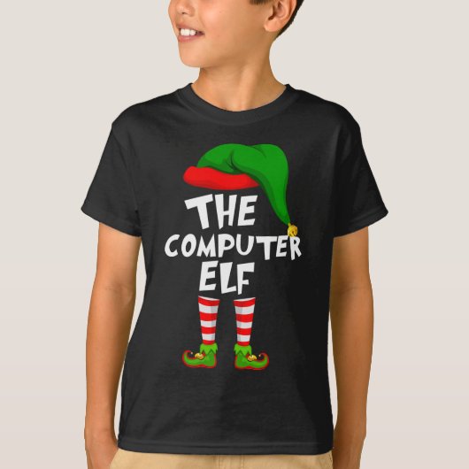 De computer Elf is een grappige kerstman uit de fa T-shirt (Voorkant)