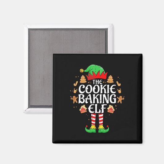 De Cookie Baking Elf Xmas Matching Christmas Fami Magneet (Voorkant / Achterkant)