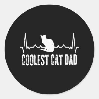  De coolste kat papa hartslag liefhebbers Ronde Sticker