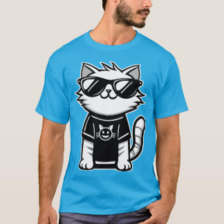 De coolste kat ter wereld met een blauwe zonnebril t-shirt