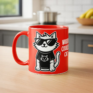 De coolste kat ter wereld met een rode zonnebril mok