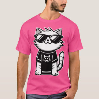 De coolste kat ter wereld met een roze zonnebril t-shirt