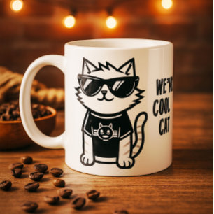 De coolste kat ter wereld met een witte zonnebril koffiemok