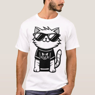 De coolste kat ter wereld met een witte zonnebril t-shirt