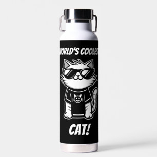 De coolste kat ter wereld met een zwarte zonnebril waterfles