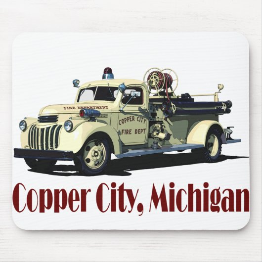 De Copper City brandweerwagen Muismat (Voorkant)