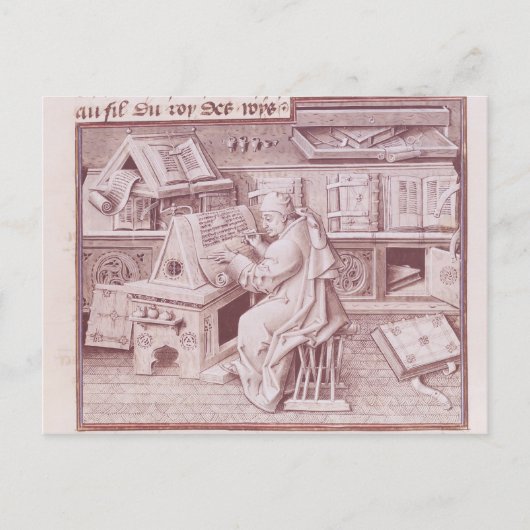 De copyist Jean Mielot Briefkaart (Voorkant)