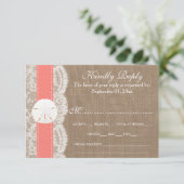 De Coral Sand Dollar Wedding Collection RSVP (Staand voorkant)