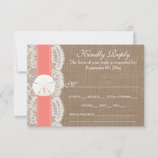 De Coral Sand Dollar Wedding Collection RSVP Kaartje