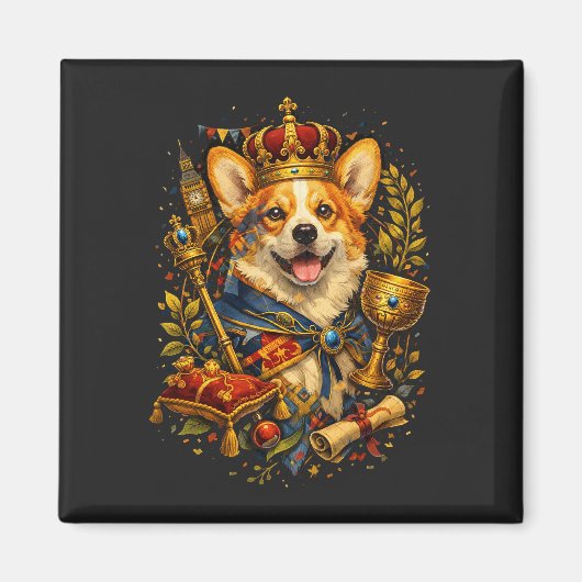 De Corgi Koning Magneet (Voorkant)