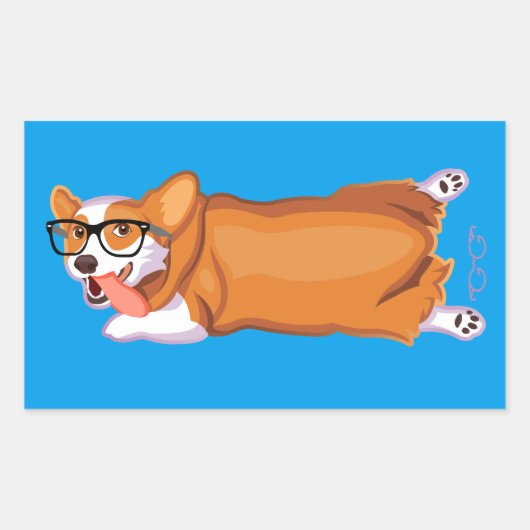 De Corgi Sploot Rechthoekige Sticker (Voorkant)